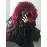 Burgundy Fur Black Parka