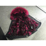 Burgundy Fur Black Parka