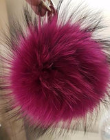 Rose Fuscia Fur Pom Keychain