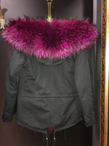 Burgundy Fur Black Parka