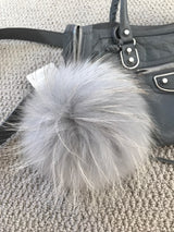 Pale Grey Fur Pom Keychain