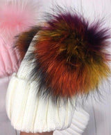 Multicolor Rainbow Fur Pom Pom