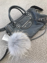 Pale Grey Fur Pom Keychain