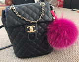 Rose Fuscia Fur Pom Keychain