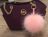 Pink Fur Pom Keychain