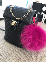 Rose Fuscia Fur Pom Keychain