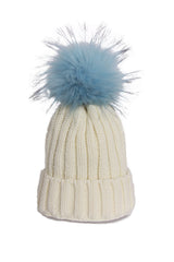 Mini White and Baby Blue Fur Pomkin Hat