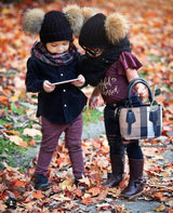 Kids Black Pomkin Hat + Scarf Set