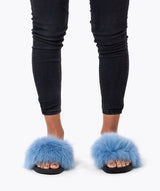 Fur Slides Slippers - Baby Blue