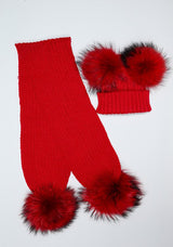 Red Pomkin Hat + Scarf Set