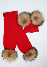 Red Pomkin Hat + Scarf Set