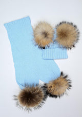 Icy Blue Pomkin Hat & Scarf Set