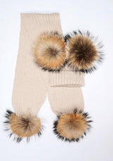 Kids Beige Pomkin Hat & Scarf Set