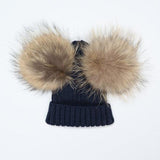 Navy Double Natural Pomkin Hat