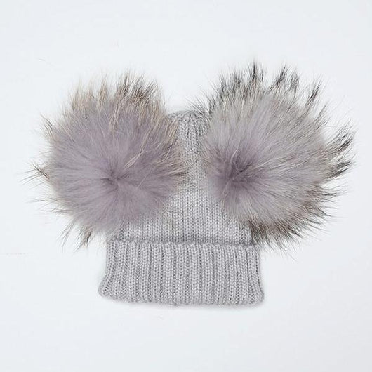 Mini Light Grey Double Pomkin Hat