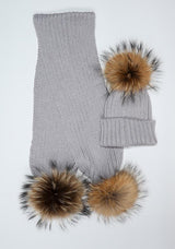 Light Grey Pomkin Hat + Scarf Set