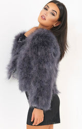 Ostrich Feather Jacket - Dark Grey