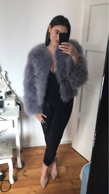 Ostrich Feather Jacket - Dark Grey