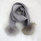 Light Grey Pomkin Hat + Scarf Set