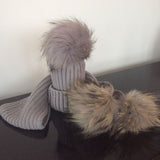 Grey fur pom pom Scarf