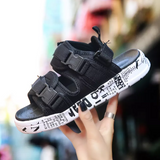 Men Black Graffiti Velcro Sandals