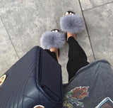 Fur Slides Slippers - Ice Grey