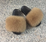 Fur Slides Slippers - Champagne