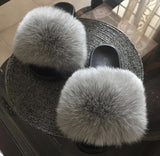 Fur Slides Slippers - Ice Grey