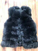 Fox Fur Vest Gilet - Dark Grey