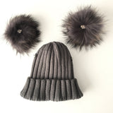 Dark Grey Double Pomkin Hat