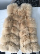 Fox Fur Vest Gilet - Cream