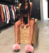 Fur Slides Slippers - Pink