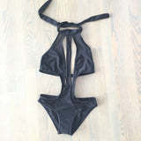 FERGIE High Neck Swimsuit One Piece Bikini - Black