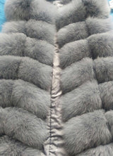 Fox Fur Vest Gilet - Light Grey