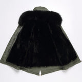 Kids Green Parka - Black Fur