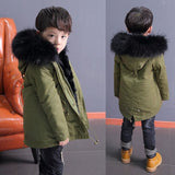 Kids Green Parka - Black Fur