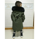 Kids Green Parka - Black Fur