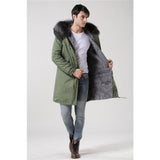 Mens Grey Fur Green Convertible Parka Men