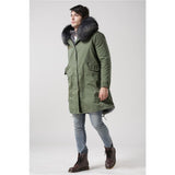 Mens Grey Fur Green Convertible Parka Men