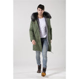 Mens Grey Fur Green Convertible Parka Men