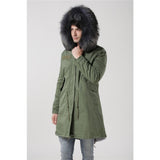 Mens Grey Fur Green Convertible Parka Men