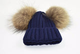 Navy Double Natural Pomkin Hat