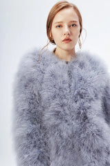 Ostrich Feather Jacket - Light Grey