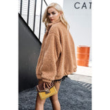 Oversized Teddy Bear Zipup Jacket - Camel Women