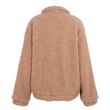 Oversized Teddy Bear Zipup Jacket - Camel Women