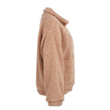 Oversized Teddy Bear Zipup Jacket - Camel Women