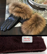 Raccoon Fur Cuff Genuine Leather Gloves