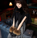 Raccoon Fur Cuff Genuine Leather Gloves