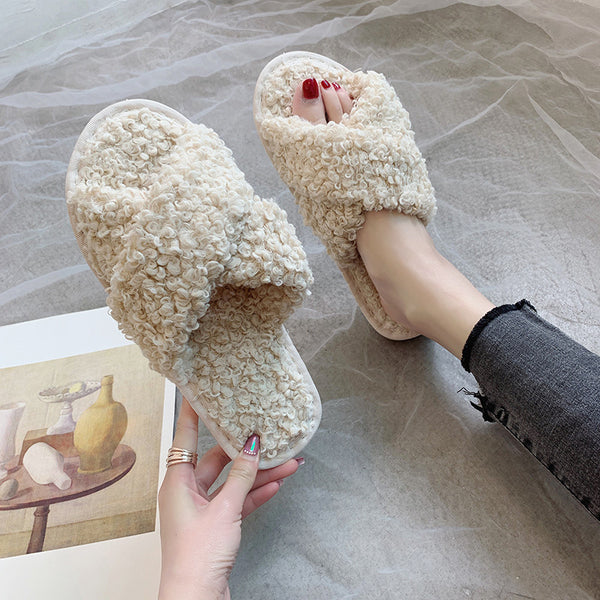 Plush Faux Fur Home Slippers