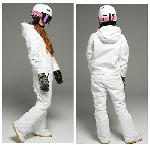 Ski Snowboard Jumpsuit One Piece Set - White